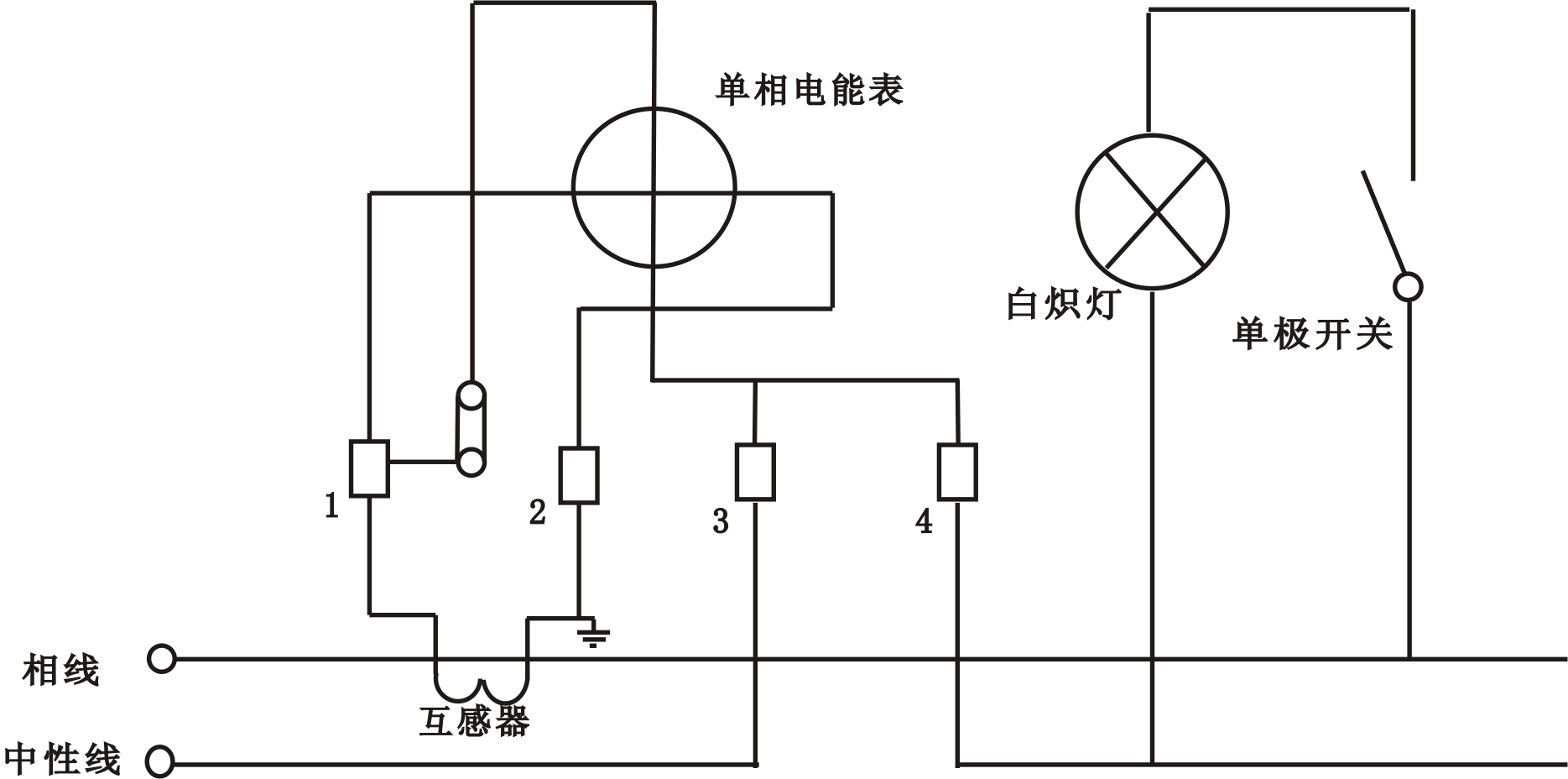 单相电度表间接安装电路实验(图1) 单相电度表间接安装电路实验(图1)